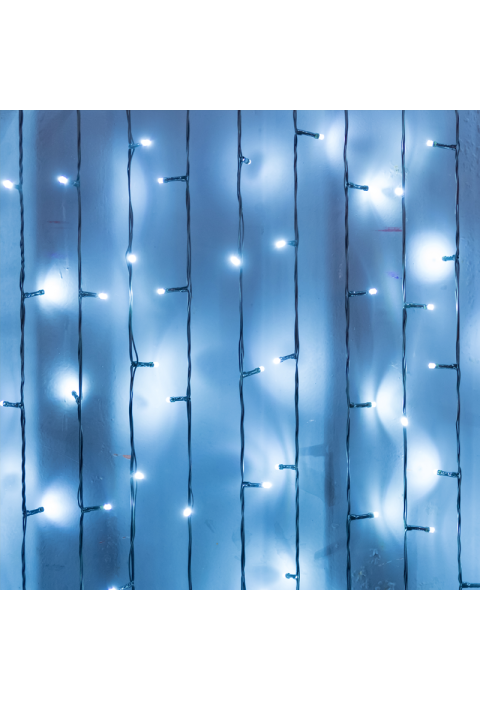240 LED ГУМЕНА ЗАВЕСА СВЕТЛИНА, CW, CONNECT. (MAX 8), СТАБИЛЕН, IP44, 200x100cm, 1,5M ВОДЕЩ КАБЕЛ