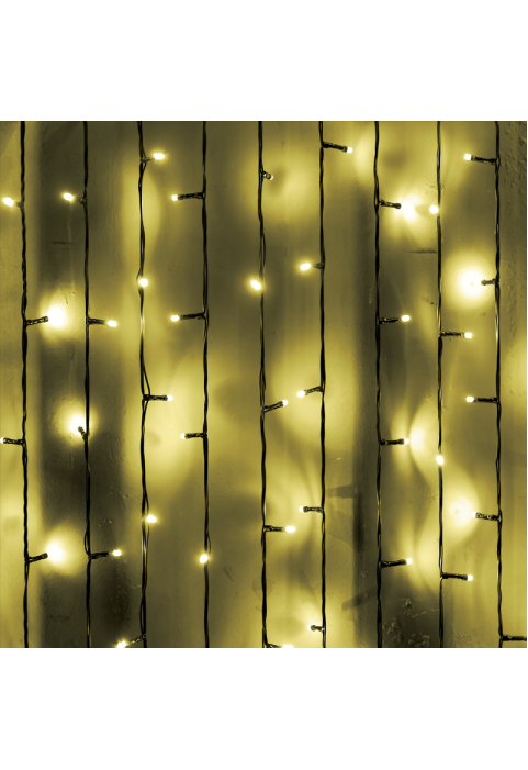 240 LED ГУМЕНА ЗАВЕСА СВЕТЛИНА, WW, CONNECT. (MAX 8), СТАБИЛЕН, IP44, 200x100cm, 1,5M ВОДЕЩ КАБЕЛ