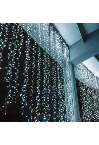 360 СВЕТКАВИЦА LED ЗАВЕСА СВЕТЛИНИ, CW, АДАПТИРАТ. (31VDC), IP44, 200x200cm, ЗЕЛЕН КАБЕЛ