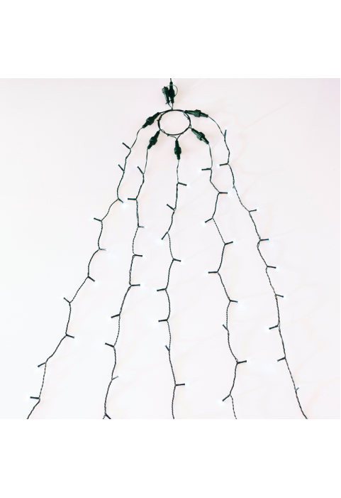 175 LED  СВЕТЛИНИ 5 СТРУНИ x 35 ЛАМПИ CW АДАПТЕР 31VDC IP44 5 * 350cm & 3m ЗЕЛЕН КАБЕЛ