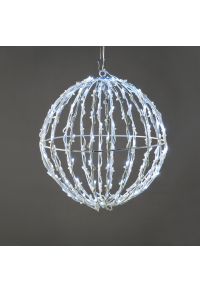 "3D ТОПКА", МОТИВ 100 LED СТРУННИ СВЕТЛИНИ, СТУДЕНО БЯЛО, АДАПТЕР (4.5VDC), IP44, 20x20x21cm, БЯЛ КАБЕЛ, 5m