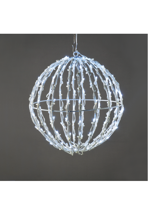 "3D ТОПКА", МОТИВ 100 LED СТРУННИ СВЕТЛИНИ, СТУДЕНО БЯЛО, АДАПТЕР (4.5VDC), IP44, 20x20x21cm, БЯЛ КАБЕЛ, 5m