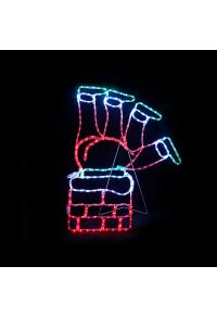 "САНТА КАТЕРЕНЕ КОМИН", 264 LED МОТИВ 11m 2-ТЕЛЕНО ВЪЖЕ СВЕТЛИНА, MULITCOLOR СВЕТКАВИЦА КОНТРОЛ., IP44, 200Χ51CM, 1.5m ОЛОВО КАБЕЛ