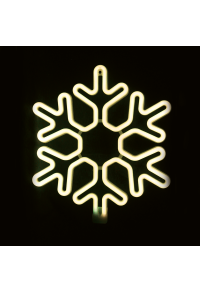 "СНЕЖИНКА", 300 НЕОНОВ LED МОТИВ 3 М ДВОЙНА НЕОНОВА SMD ВЪЖЕНА СВЕТЛИНА, WW STEADY, IP44, 40X40CM, 1.5m ОЛОВЕН КАБЕЛ