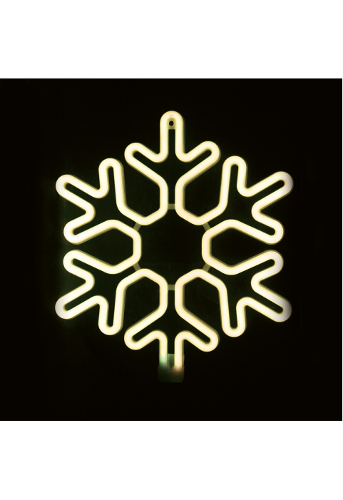 "СНЕЖИНКА", 300 НЕОНОВ LED МОТИВ 3 М ДВОЙНА НЕОНОВА SMD ВЪЖЕНА СВЕТЛИНА, WW STEADY, IP44, 40X40CM, 1.5m ОЛОВЕН КАБЕЛ