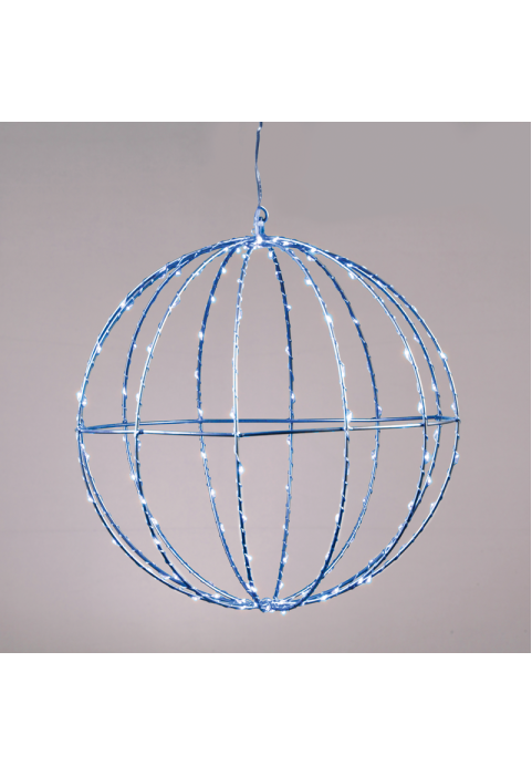 "D40CM СРЕБЪРНА ТОПКА" 240 ΜΙΝΙ LED СВЕТЛИНИ, СИНЬО, СРЕБРО МЕДНА ТЕЛ, АДАПТИРАТ. (4.5VDC), IP44, 3M TRAN / NT КАБЕЛ