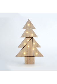 "ДЪРВЕНА МАСА ЗА ДЪРВО" 10 LED WW СВЕТЛИНИ С БАТЕРИИ (2AA) IP20 21.5X2.5X35CM
