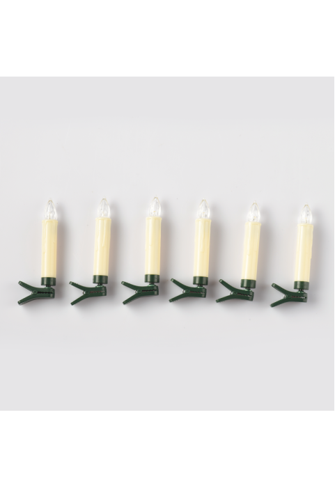 "6 БЕЛИ МИНИ КЛИПОВЕ СВЕЩИ", 6 * 1 LED СВЕТЛИНИ ПРИЛЕП. (6 * AAA), WW, IP20, φ1.5X10.5cm
