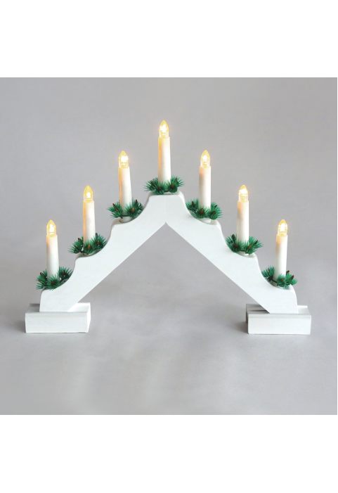 "7 БЯЛА ДЪРВЕНА СВЕЩ МОСТ", 7 LED СВЕТЛИНИ ПРИЛЕП. (2XAA), WW, IP20, 39X4.5X30CM