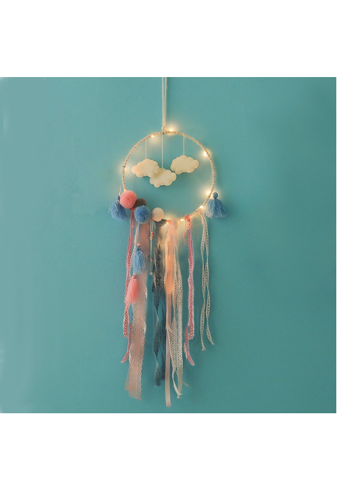 MULTICOLOR DREAMCATCHER", 10 МИНИ LED СВЕТЛИНИ С БАТЕРИИ (2xCR2032), ТОПЛО БЯЛО, IP20, φ20x70cm, ПРОЗРАЧЕН КАБЕЛ