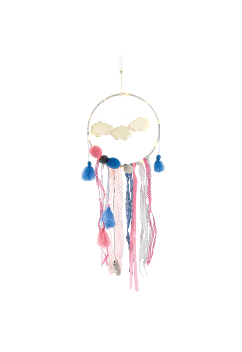 MULTICOLOR DREAMCATCHER", 10 МИНИ LED СВЕТЛИНИ С БАТЕРИИ (2xCR2032), ТОПЛО БЯЛО, IP20, φ20x70cm, ПРОЗРАЧЕН КАБЕЛ