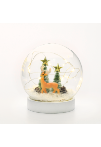"СТЪКЛЕНА СНЕЖНА ТОПКА ЕЛЕН", 10 МИНИ WW LED СВЕТЛИНИ . (2XAAA) IP20 Φ12CM