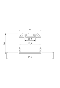 AISH BLACK ALUMINUM TRIMLESS PROFILE 2.5m/pc WITHOUT COVER