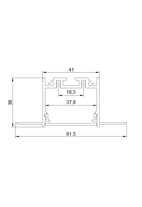 AISH BLACK ALUMINUM TRIMLESS PROFILE 2.5m/pc WITHOUT COVER