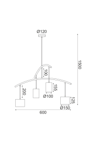 ПЕНДЕЛ 4X27 "ESCALA" ЧЕРЕН МЕТАЛ + КОЖА Φ60XH150CM