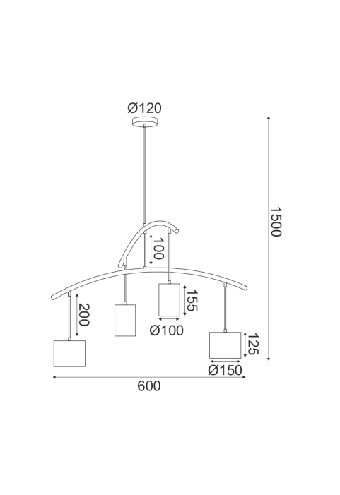 ПЕНДЕЛ 4X27 "ESCALA" ЧЕРЕН МЕТАЛ + КОЖА Φ60XH150CM