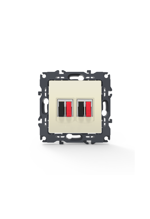 PRIME DOUBLE AUDIO SOCKET SCREWLESS 36-230VAC IP20 IVORY