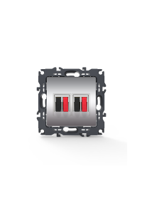PRIME DOUBLE AUDIO SOCKET SCREWLESS 36-230VAC IP20 MATT ALUMINUM