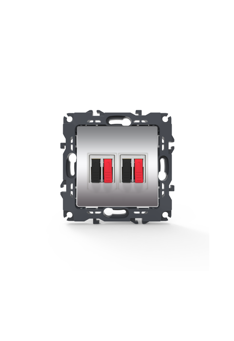 PRIME DOUBLE AUDIO SOCKET SCREWLESS 36-230VAC IP20 MATT ALUMINUM