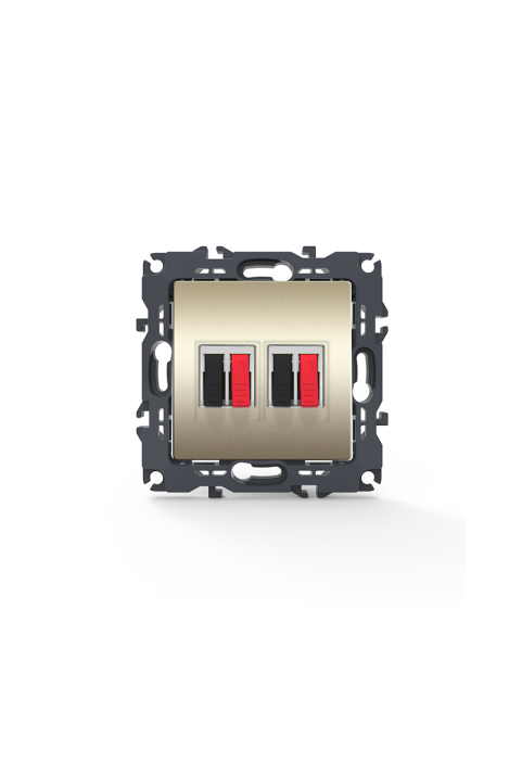 PRIME DOUBLE AUDIO SOCKET SCREWLESS 36-230VAC IP20 MATT CHAMPAGNE