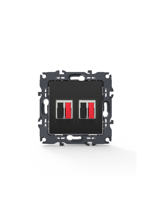 PRIME DOUBLE AUDIO SOCKET SCREWLESS 36-230VAC IP20 MATT ANTHRACITE