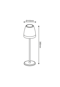 LED SMD TABLE BATTERY LUMINAIRE 2W 150LM 38° 3.000K MATT WHITE CRI80 IP54