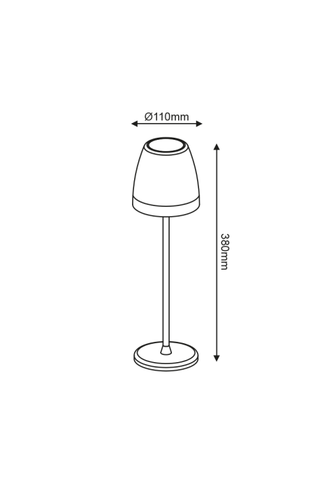 LED SMD TABLE BATTERY LUMINAIRE 2W 150LM 38° 3.000K MATT WHITE CRI80 IP54