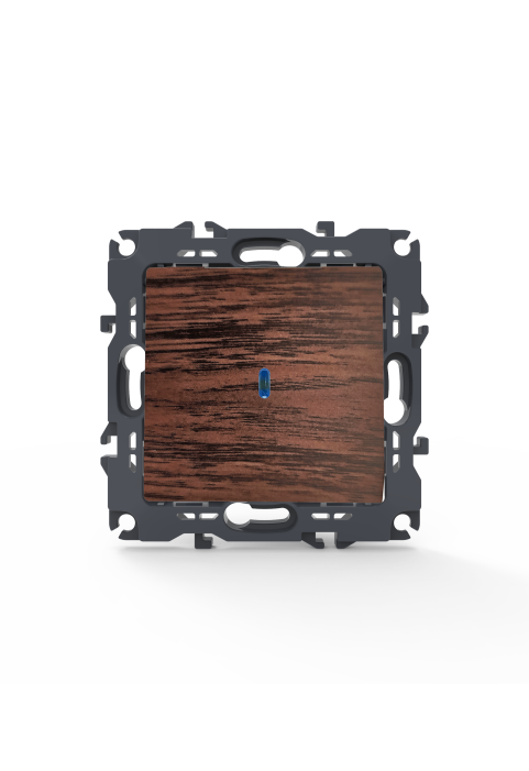 PRIME 1 GANG 2 WAY SWITCH & LED CONTROL LAMP (ON-ON) SCREWLESS 1P 10AX 250VAC IP20 WOOD