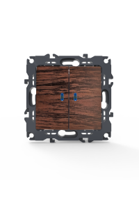 PRIME 2 GANG 1 WAY SWITCH & LED LOCATOR LAMP (ON-OFF)  SCREWLESS 1+1P 10AX 250VAC IP20 WOOD