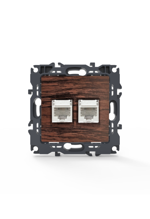 PRIME TELEPHONE SOCKET 2xRJ11 CAT3 IP20 WOOD