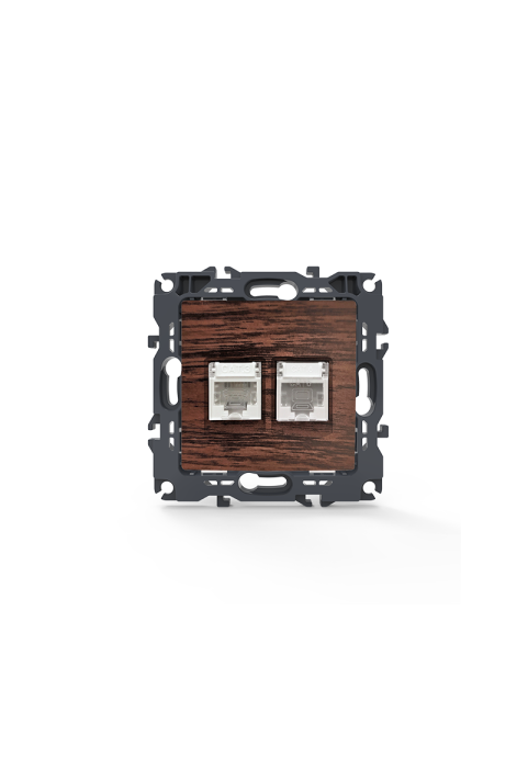 PRIME TELEPHONE SOCKET 1xRJ11 CAT3 IP20 & LAN SOCKET 1xRJ45 CAT6 UTP IP20 WOOD