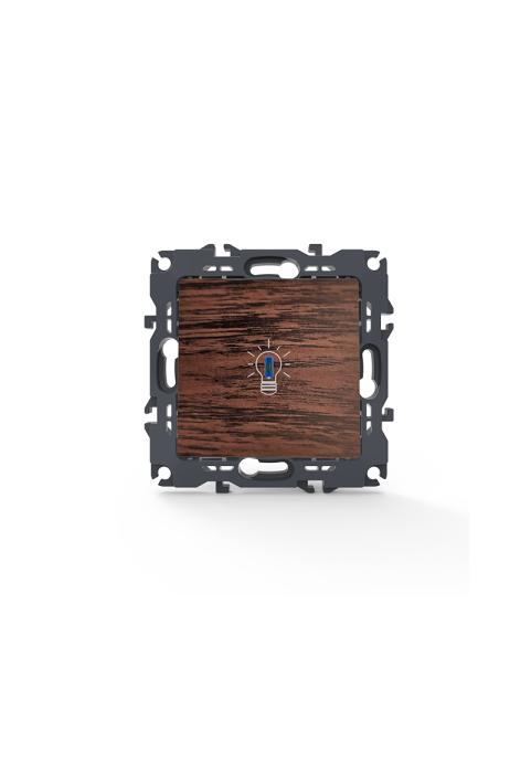 PRIME 1 GANG PUSH BUTTON & LED LAMP SCREWLESS 1P 10A 250VAC IP20 WOOD