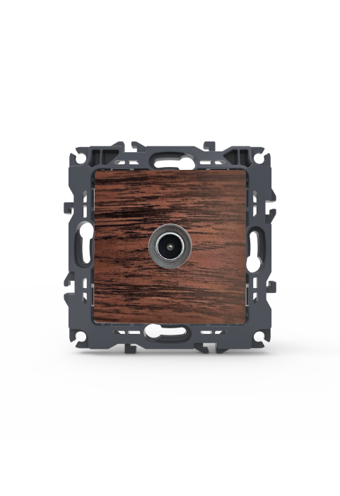 PRIME TV SOCKET END-LINE MALE CONNECTOR & SURGE PROTECTION IP20 WOOD