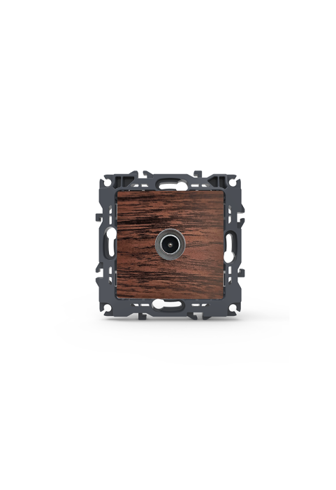 PRIME TV SOCKET THROUGH-LINE MALE CONNECTOR & SURGE PROTECTION IP20 WOOD