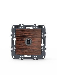 PRIME TV SOCKET THROUGH-LINE MALE CONNECTOR & SURGE PROTECTION IP20 WOOD