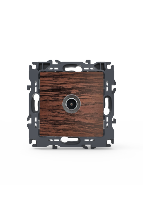 PRIME TV SOCKET THROUGH-LINE MALE CONNECTOR & SURGE PROTECTION IP20 WOOD