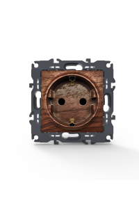 PRIME SCHUKO SOCKET WITH SAFETY SHUTTER 1x2P+E 16A 250VAC IP20  WOOD