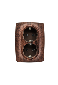 PRIME SCHUKO SOCKET WITH SAFETY SHUTTER 2x2P+E 16A 250VAC IP20  WOOD