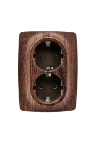 PRIME SCHUKO SOCKET WITH SAFETY SHUTTER 2x2P+E 16A 250VAC IP20  WOOD