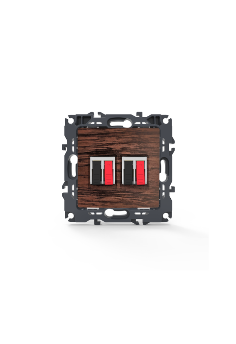 PRIME DOUBLE AUDIO SOCKET SCREWLESS 36-230VAC IP20 WOOD