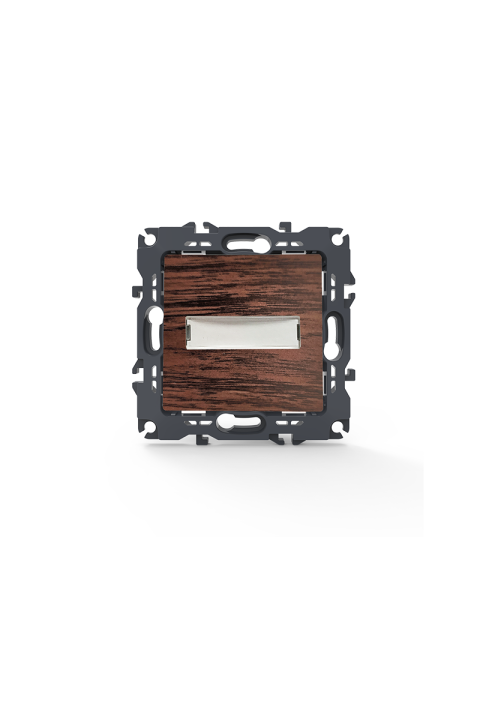PRIME 1 GANG PUSH BUTTON & NAMEPLATE LED LAMP (12VAC) SCREWLESS 1P 10A 250VAC IP20 WOOD