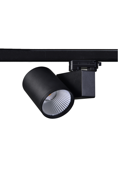 BLACK LED TRACK LUMINAIRE 40W 3000K 3-PHASE 38° 4000LM 230V AC Ra80