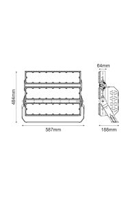 LED HIGH POWER FLOOD LUMINAIRE 720W, 111600LM, 5000K, 60°, 230V AC, IP65, IK10