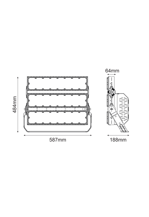 LED HIGH POWER FLOOD LUMINAIRE 720W, 111600LM, 5000K, 20°, 230V AC, IP66, IK10