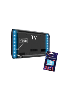 USB TV LED SMD STRIP KIT RGB 2X50CM 2X2.4W IP65 WITH WIRE BUTTON CONTROLLER