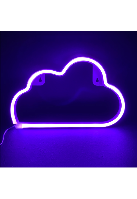 ОБЛАК, 48 НЕОНОВИ LED СВЕТЛИНИ С БАТЕРИЯ (3xAA)/USB, ЛИЛАВ, IP20, 29.5x2x18.5cm