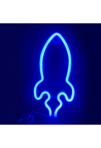 РАКЕТА, 87 НЕОНОВИ LED СВЕТЛИНИ С БАТЕРИЯ (3xAA)/USB, СИН, IP20, 13.5x2x27cm