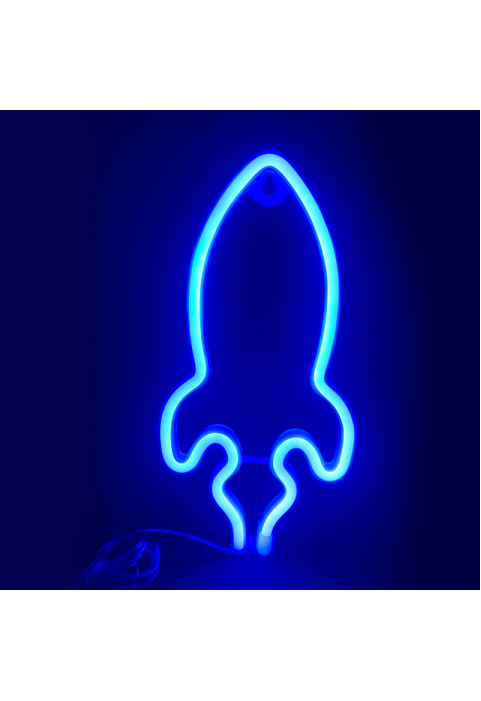 РАКЕТА, 87 НЕОНОВИ LED СВЕТЛИНИ С БАТЕРИЯ (3xAA)/USB, СИН, IP20, 13.5x2x27cm
