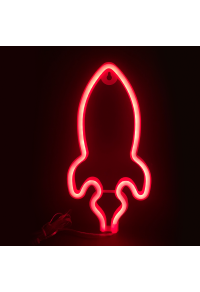 РАКЕТА,87 НЕОНОВИ LED ЛАМПИ С БАТЕРИЯ (3xAA)/USB, ЧЕРВЕНИ, IP20, 13.5x2x27cm