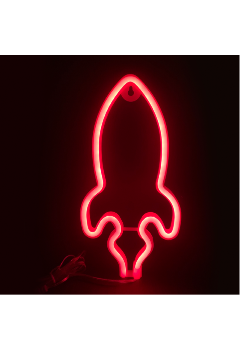 РАКЕТА,87 НЕОНОВИ LED ЛАМПИ С БАТЕРИЯ (3xAA)/USB, ЧЕРВЕНИ, IP20, 13.5x2x27cm